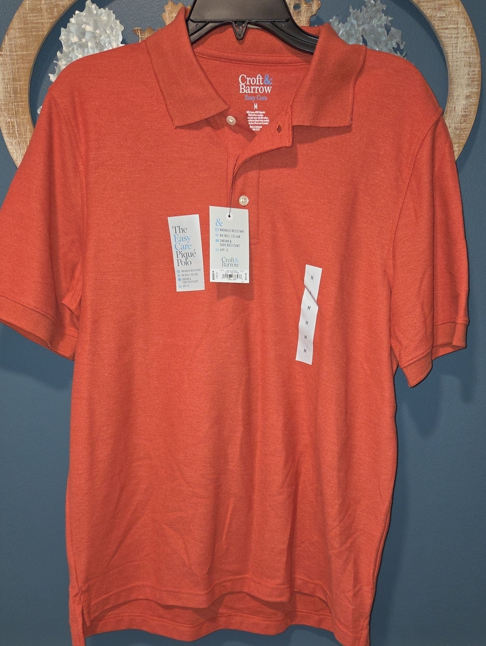 Croft & Barrow Men's Coral-Orange Short Sleeve Polo. NWT.